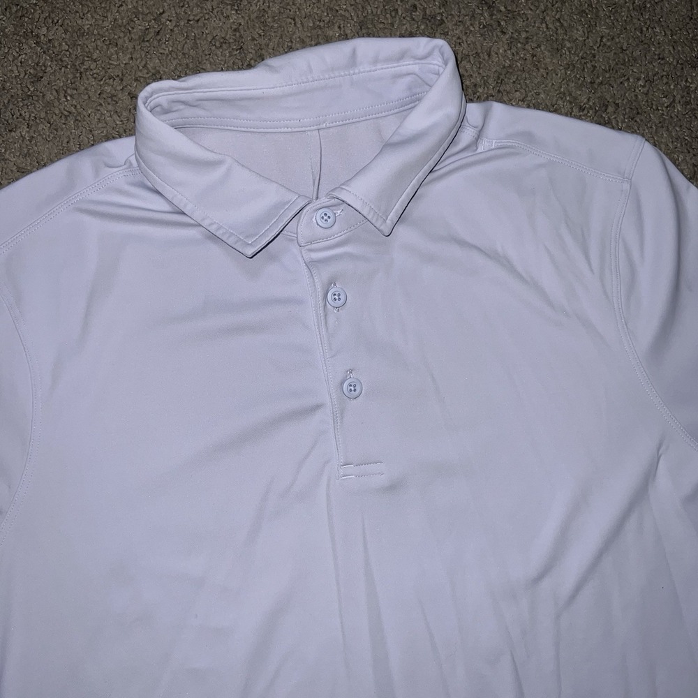Lululemon Soft Jersey Polo Shirt Mens Medium Lavender Short Sleeve Athletic